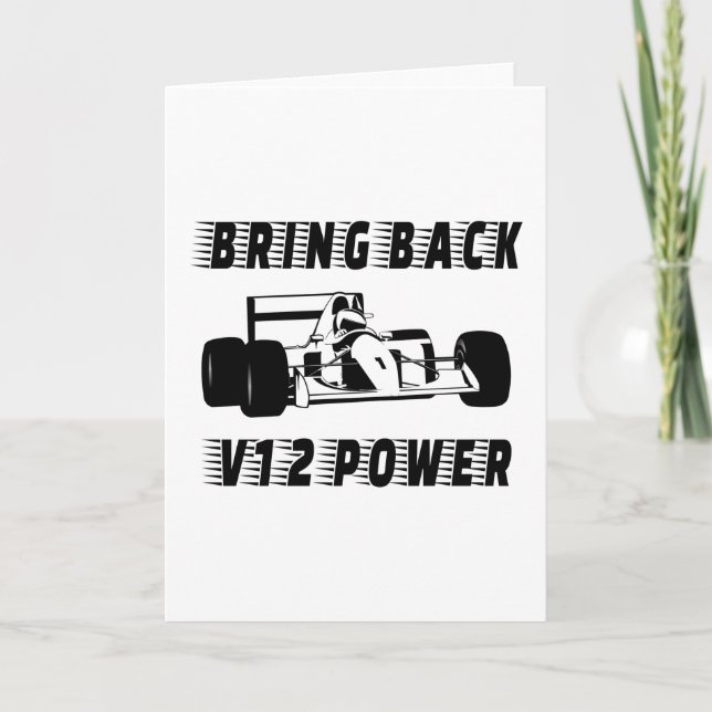 Bringen Sie die V12 Power Race Car Silhouette zurü Karte (Vorderseite)