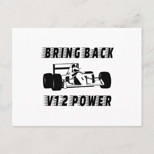 Bringen Sie die V12 Power Race Car Silhouette zurü Postkarte (Vorderseite)