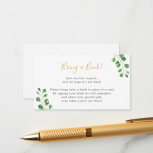 Bringen Sie ein Buch Eukalyptus Babydusche Begleitkarte
