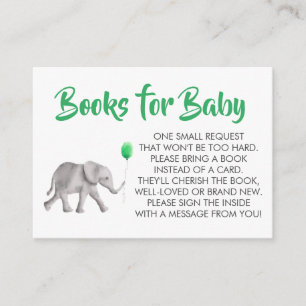 Bringen Sie ein Buch für Baby, Green Elephant Baby Begleitkarte
