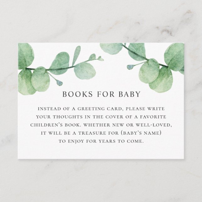 Bringen Sie ein Buch für Ihre Babyanfrage mit. Euk Begleitkarte (Vorderseite)