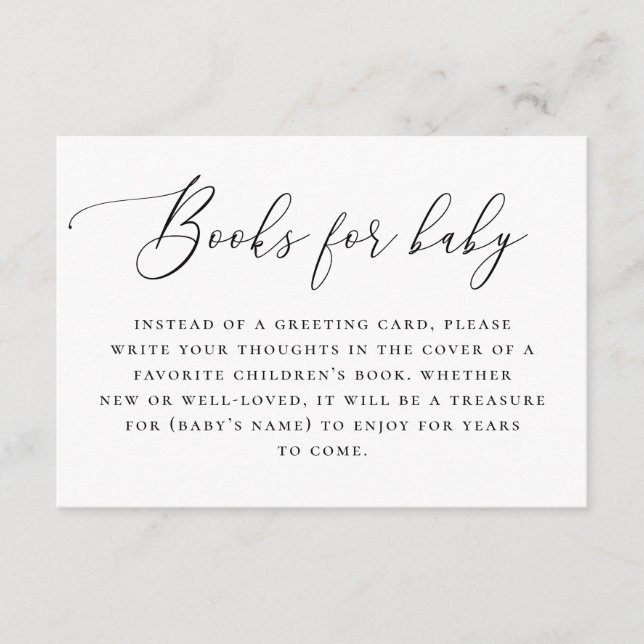 Bringen Sie ein Buch für Ihre Babyanfrage mit. Sch Begleitkarte (Vorderseite)