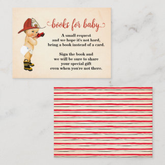 Bringen Sie ein Buch Kleine Firefighter-Babyduschk Platzkarte