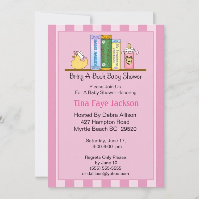 Bringen Sie ein Buch mit Baby Shower Invitation (G Einladung (Vorderseite)