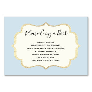 Bringen Sie ein Buch mit - Blue White Boy Babydusc Tischnummer