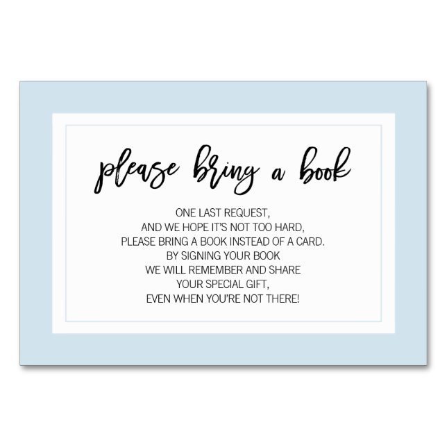 Bringen Sie ein Buch mit - Blue White Boy Babydusc Tischnummer (Vorderseite)