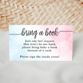 Bringen Sie ein Buch, Rosa und Blau Wasserfarbe Ba Begleitkarte
