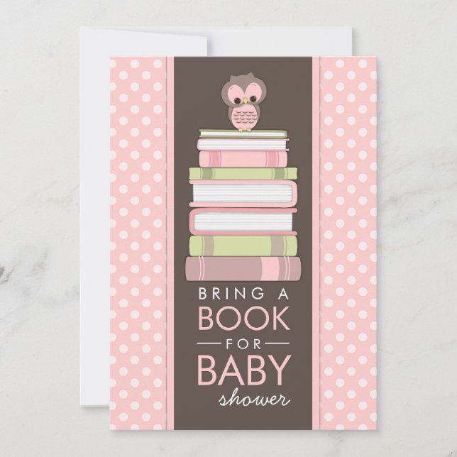 Bringen Sie ein Buch Sweet Girl Owl Baby Dusche Ei Einladung (Vorderseite)