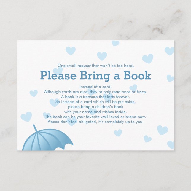 Bringen Sie eine Blue Umbrella Hearts Beilage Card Begleitkarte (Vorderseite)