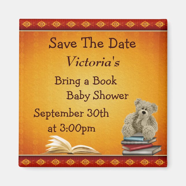 Bringen Sie eine Teddy Baby Dusche Save the Date Magnet (Vorne)