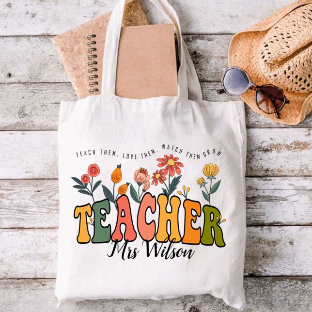 Bringen Sie ihnen Liebe bei. Personalisierter Lehr Tragetasche (Teach Them Love Them Watch . Personalized Teacher  Tote Bag )