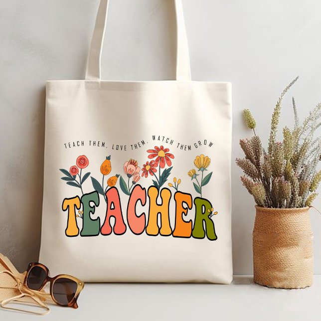 Bringen Sie ihnen Liebe bei, wie sie wachsen sehen Tragetasche (teach them,love them, watch them grow Tote bag,teacher gift,teacher appreciation gifts,teachers gift)