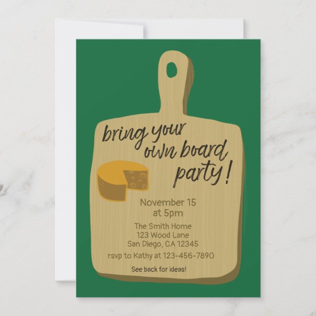 Bringen Sie Ihr eigenes Board Party Wisconsin Foot Einladung (Vorderseite)