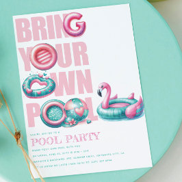 Bringen Sie Ihr eigenes Pool-Party Pink Türkis Einladung