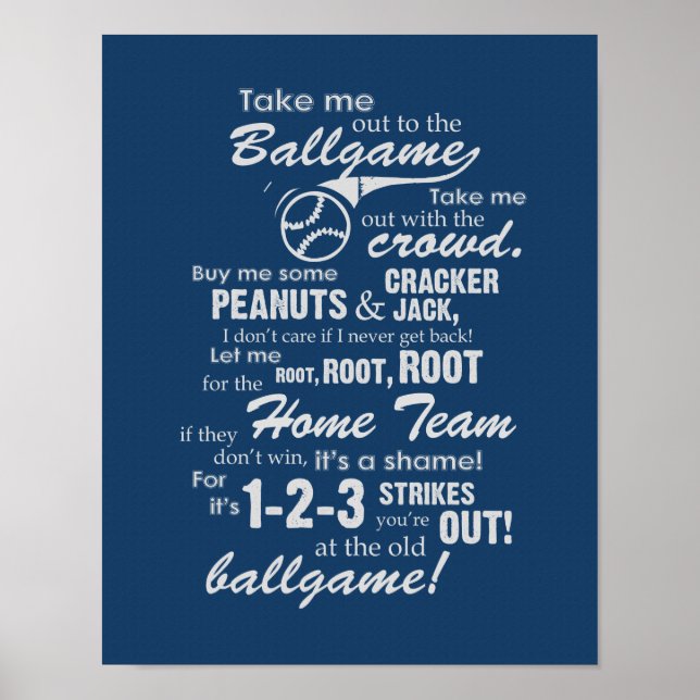 Bringen Sie mich zum Ballgame - Blau Poster (Vorne)