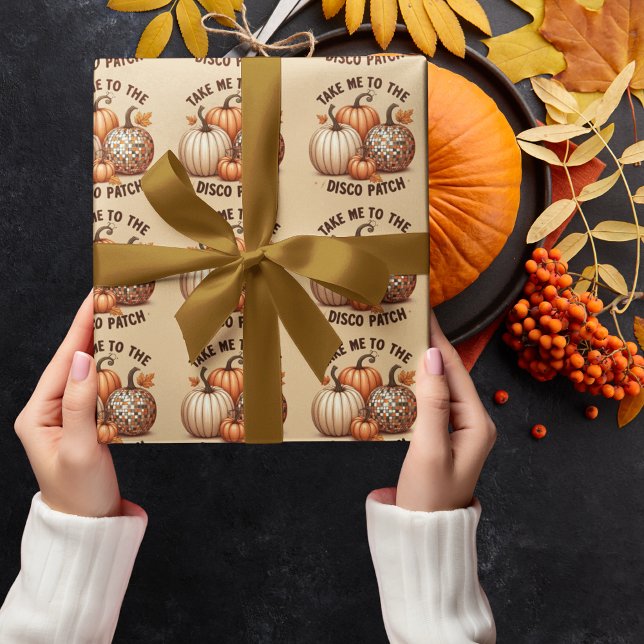 Bringen Sie mich zum Disco Patch niedliche Kürbis  Geschenkpapier (Take me to the Disco Patch cute pumpkins fall Wrapping Paper)