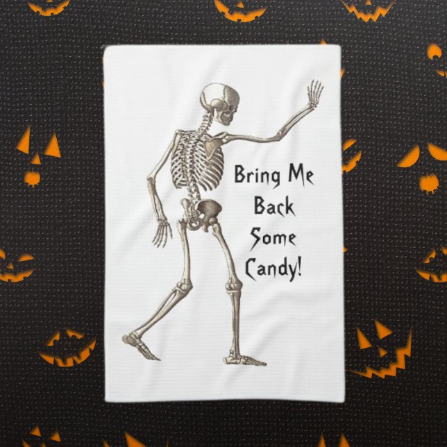 Bringen Sie mir ein wenig feines Skelett-Küchentuc Geschirrtuch (Bring Me Back Some Candy Skeleton Kitchen Towel)