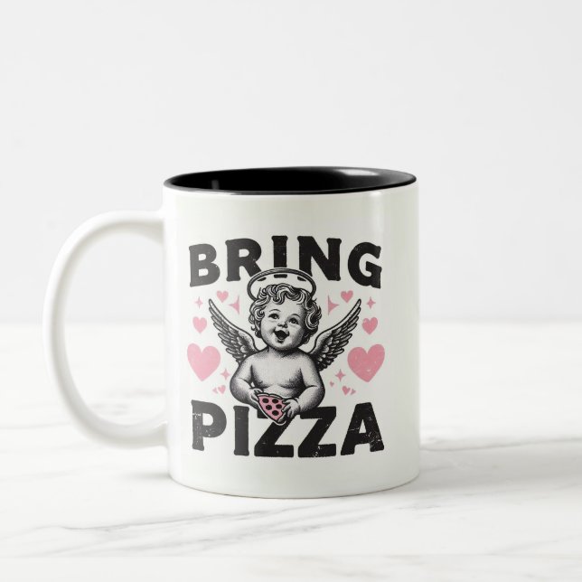 Bringen Sie Pizza Valentins lustige Pizzaluppe mit Zweifarbige Tasse (Links)