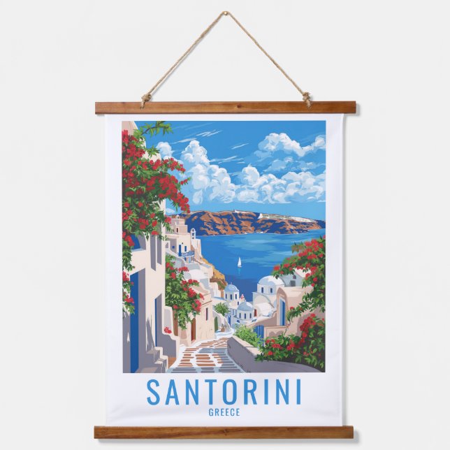 Bringen Sie Santorini Zuhause: Santorini Griechenl Wandteppich Mit Holzrahmen (Vorderseite)