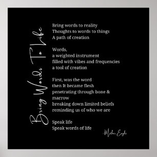 Bringen Sie Worte zum Leben Poem Wall Art Poster D