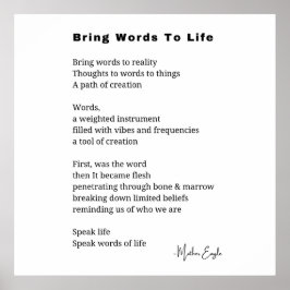 Bringen Sie Worte zum Leben Poem Wall Art Poster D