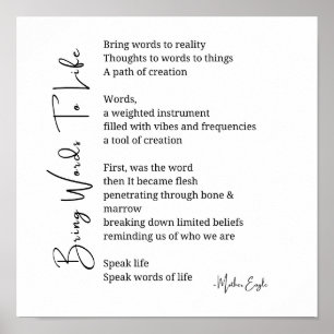 Bringen Sie Worte zum Leben Poem Wall Art Poster D
