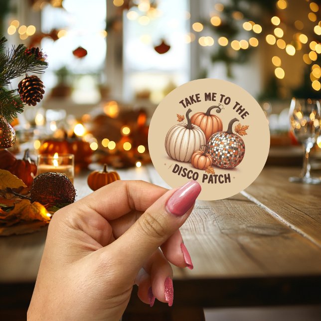 Bringt mich zu den Wasserfarbenkürbungen des Disco Runder Aufkleber (Take me to the Disco Patch watercolor pumpkins Classic Round Sticker)