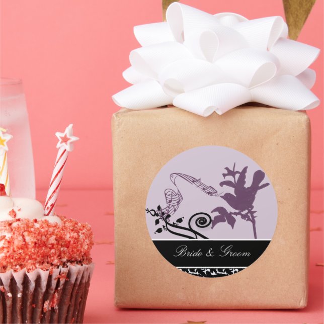 Brio & Groom Plum Vintag Chirping Bird Sticker (Party)