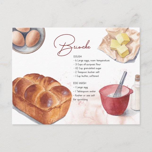 Brioche Recipe Card Postkarte (Vorderseite)