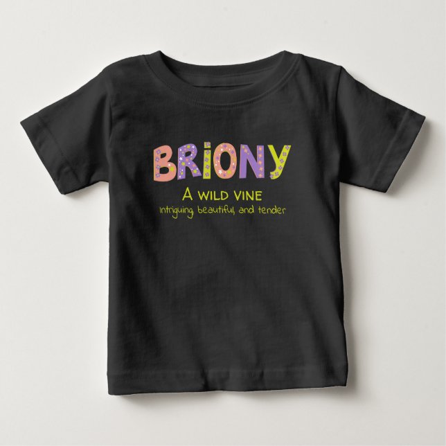 Briony Grafik lila grüner Korallenname bedeutet Baby T-shirt (Vorderseite)