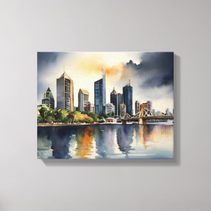 Brisbane Aquarell-Kunst Leinwanddruck