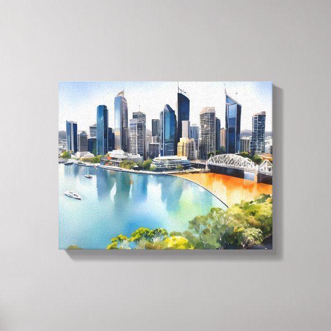 Brisbane Aquarellkunst Leinwanddruck (Vorderseite)