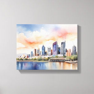 Brisbane Aquarellkunst Leinwanddruck