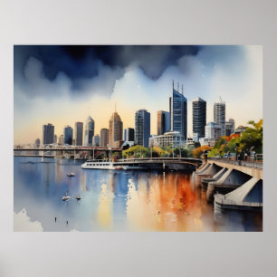 Brisbane Aquarellkunst Poster