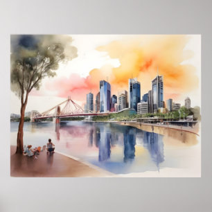 Brisbane Aquarellkunst Poster