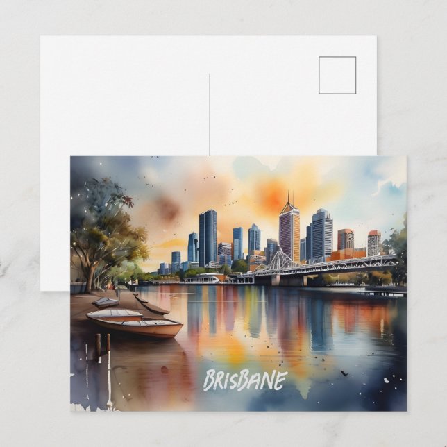 Brisbane Aquarellkunst Postkarte (Vorne/Hinten)