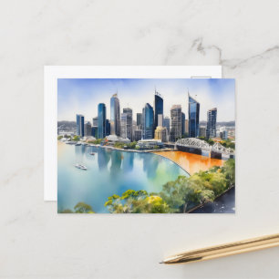 Brisbane Aquarellkunst Postkarte