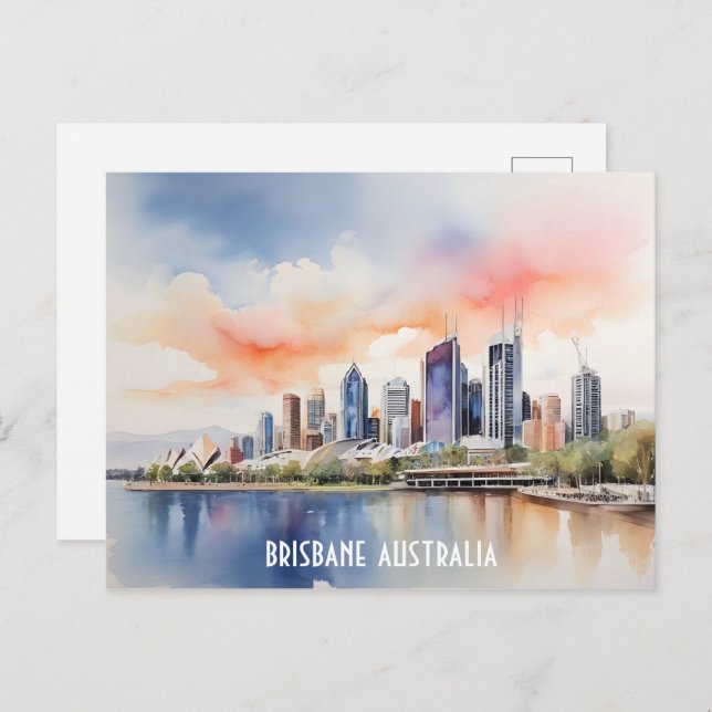 Brisbane Aquarellkunst Postkarte (Vorne/Hinten)
