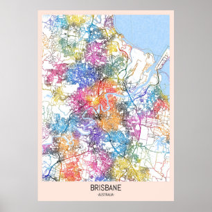 Brisbane Australia City Map Poster