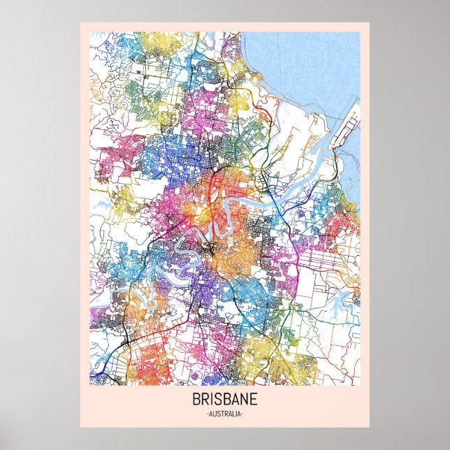 Brisbane Australia City Map Poster (Vorne)