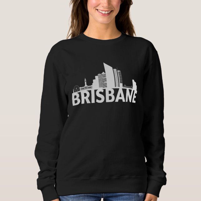 Brisbane Australia City Skyline Silhouette Outline Sweatshirt (Vorderseite)