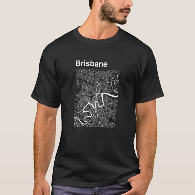 Brisbane Australia Classic City Map Graphic T-Shirt (Vorderseite)