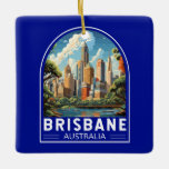 Brisbane Australia Reisen Vintag Keramikornament<br><div class="desc">Brisbane Retro Vektor Reise Design. Brisbane,  die pulsierende Hauptstadt Queensland,  Australien,  ist eine Stadt,  die städtische Energie nahtlos mit entspanntem Charme verbindet. Am Ufer des Flusses Brisbane gelegen,  besticht es durch ein subtropisches Klima,  atemberaubende Naturschönheiten und ein reichhaltiges kulturelles Angebot.</div>