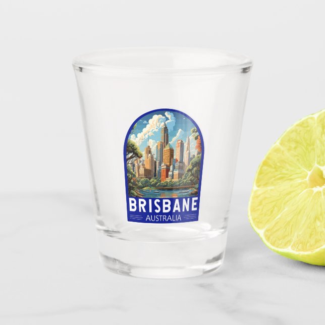 Brisbane Australia Reisen Vintag Schnapsglas (Vorderseite)