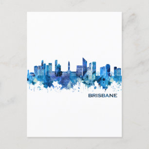 Brisbane Australia Skyline Blue Feiertagspostkarte