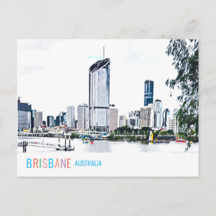 Brisbane Australia skyline Funky moderne Reise Postkarte