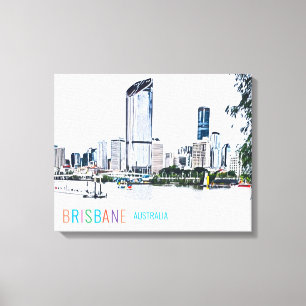Brisbane Australia Skyline - Moderner Reiseausdruc Leinwanddruck