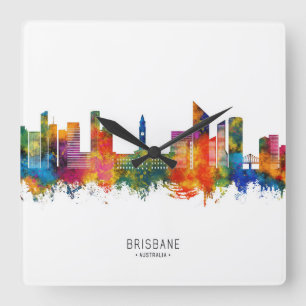 Brisbane Australia Skyline Quadratische Wanduhr