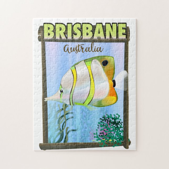 Brisbane Australia Tropical Travel Poster Puzzle (Vertikal)