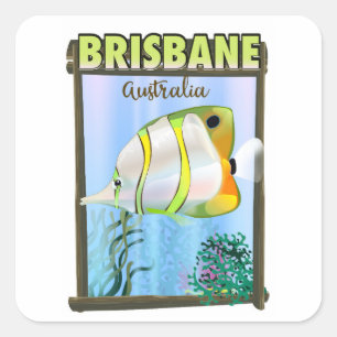 Brisbane Australia Tropical Travel Poster Quadratischer Aufkleber